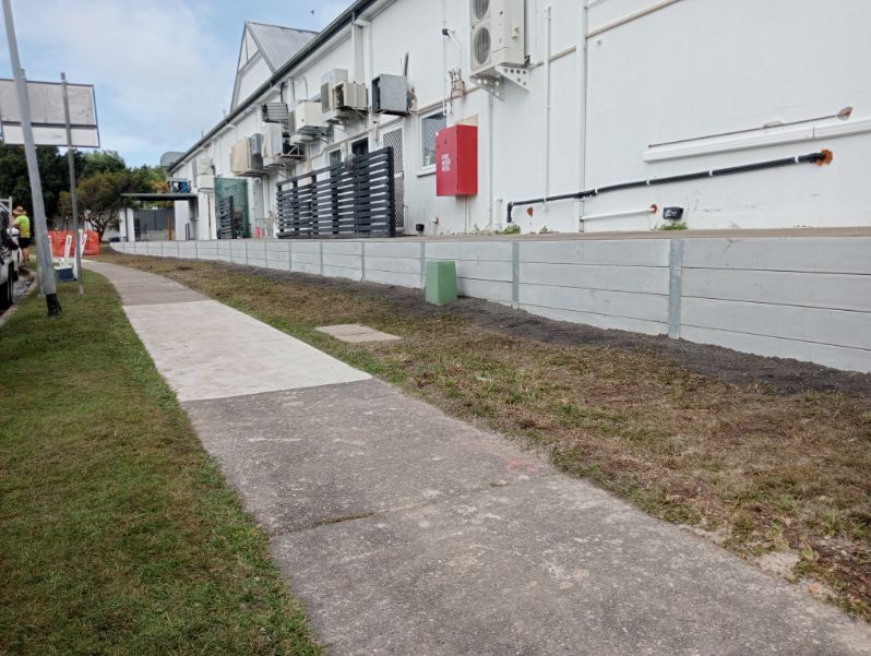 Durable Concrete Sleeper Retaining Wall for Shopping Centre in Labrador