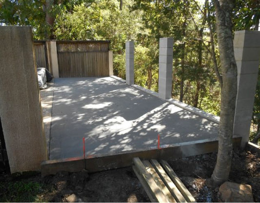 Courtyard Expansion with Besser Concrete Block Wall in Ashmore