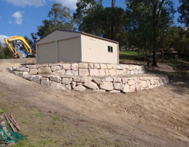 Sandstone Boulder Walls for Erosion Control in Gold Coast Acreage