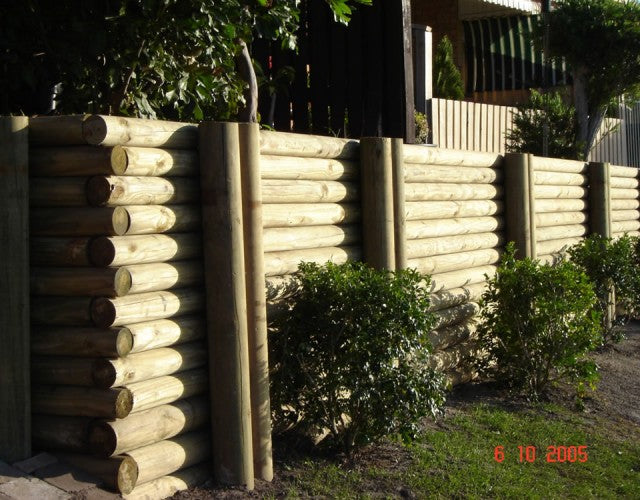 Durable Pine Log Wall Replacement for Waterfront Unit Complex in Gold ...